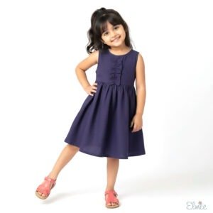 Navy Blue Back Petal Dress