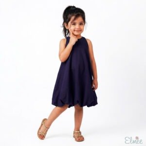 Navy Blue Bow Balloon Dress