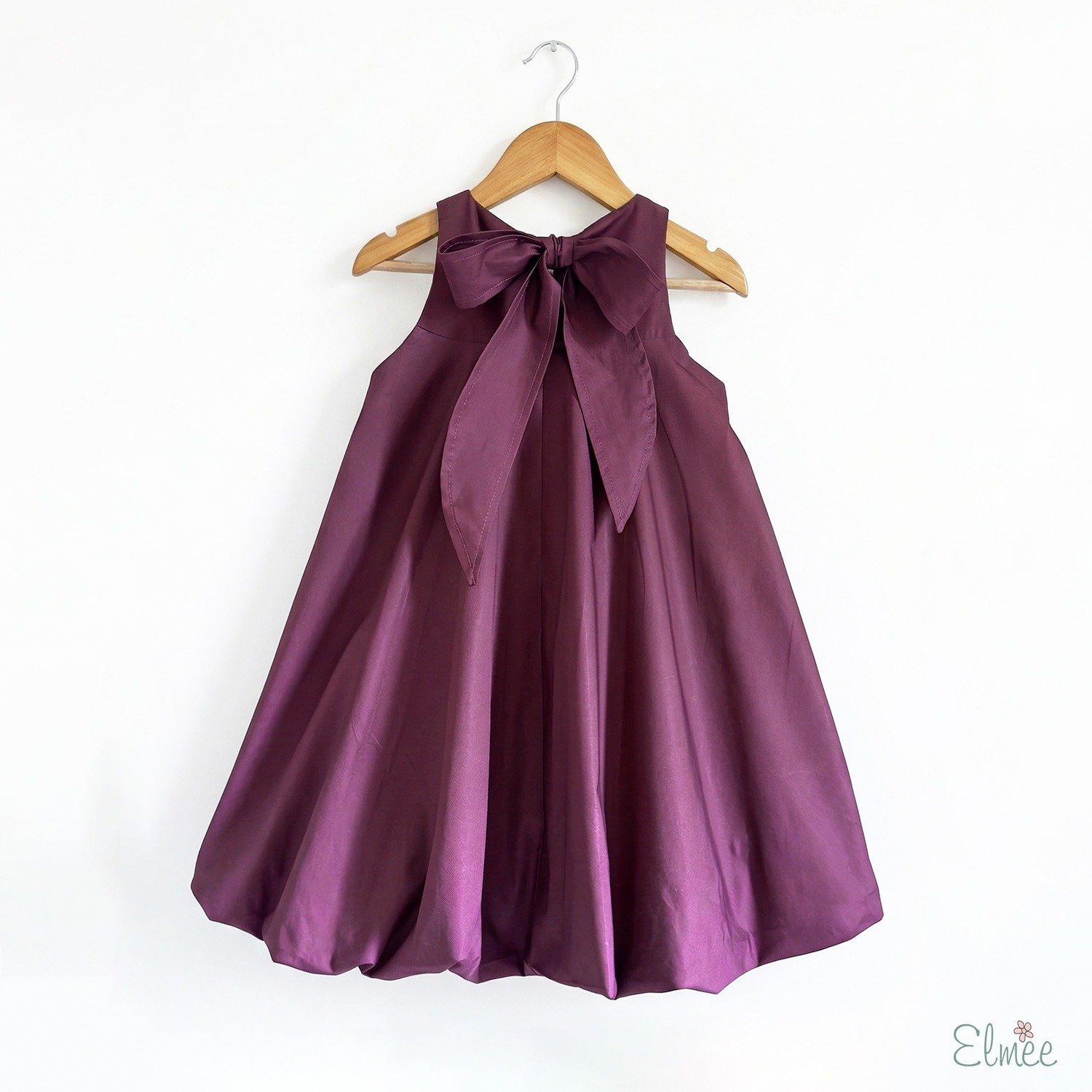 Burgundy Bow Balloon Dress - Image 2