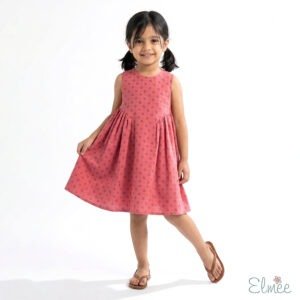 Coral Red Basque Waist Dress