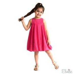 Corduroy Hot Pink Bow Balloon Dress