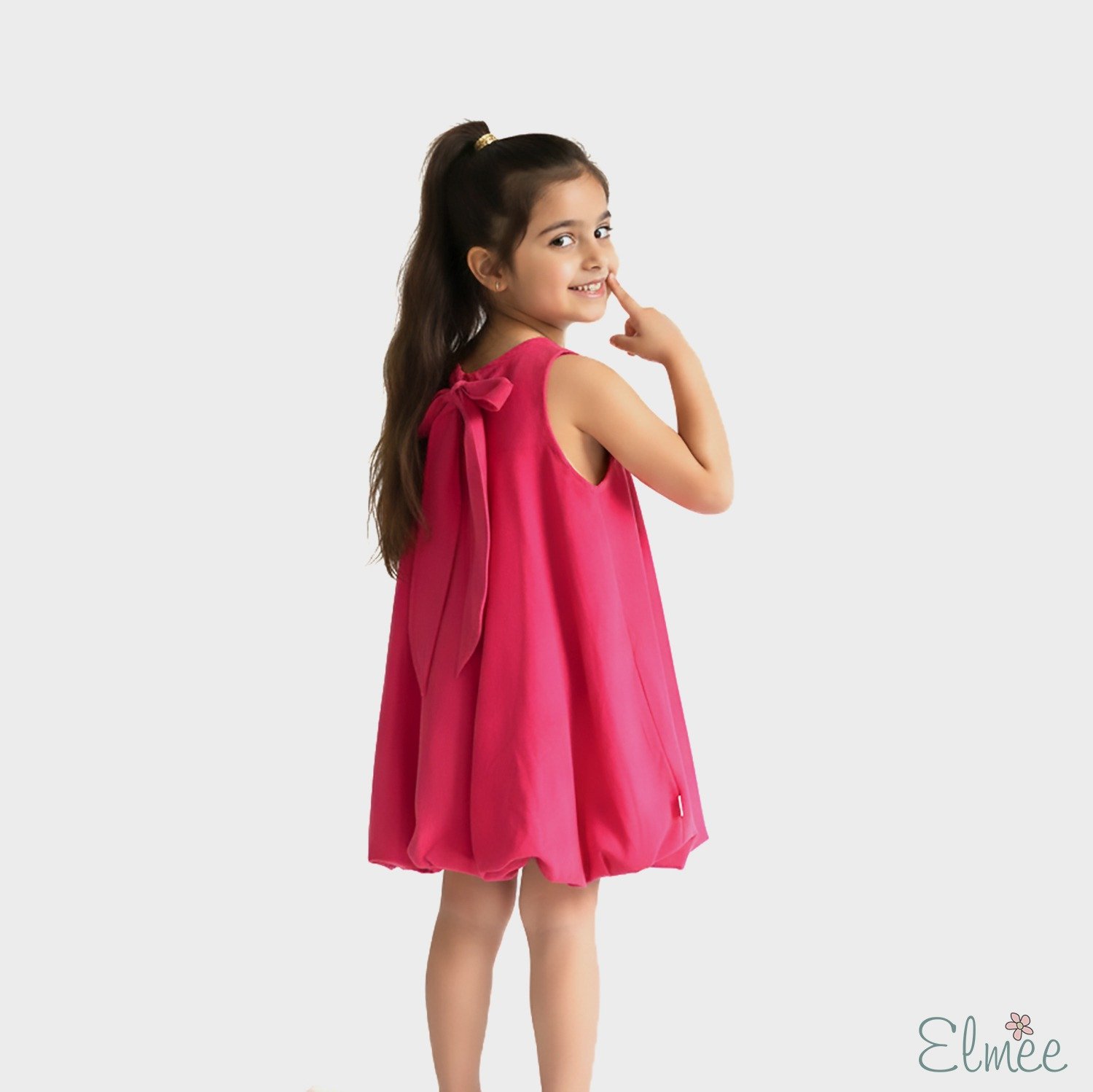 Corduroy Hot Pink Bow Balloon Dress - Image 3