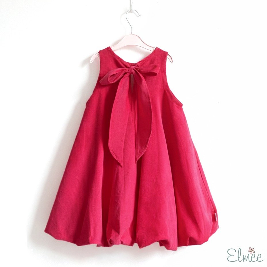 Corduroy Hot Pink Bow Balloon Dress - Image 5
