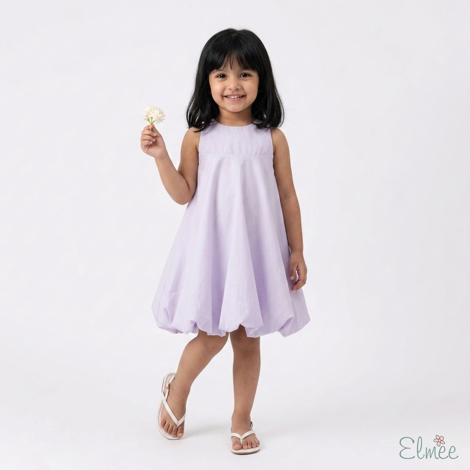 White Lilac Bow Balloon Dress - Image 2