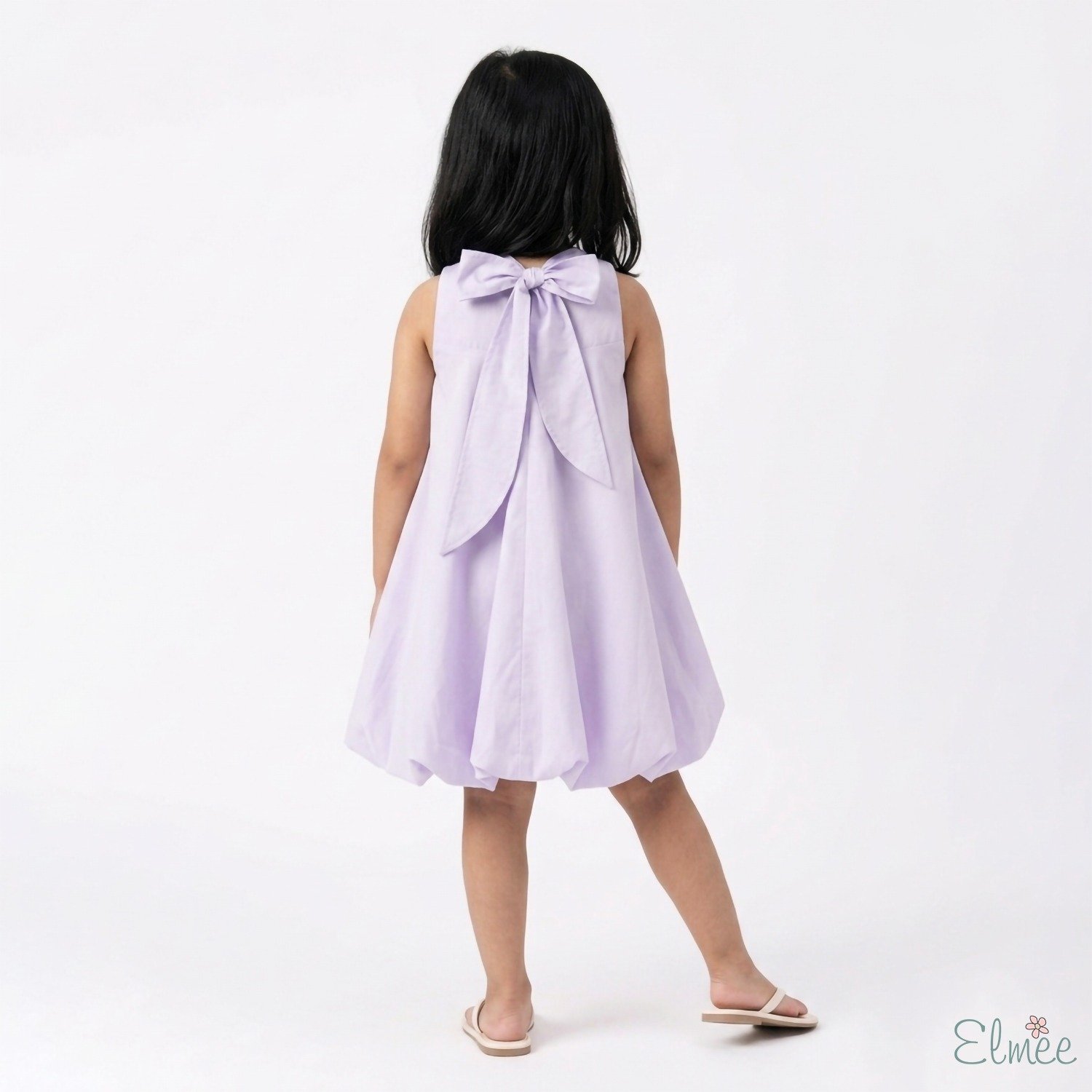 White Lilac Bow Balloon Dress - Image 3
