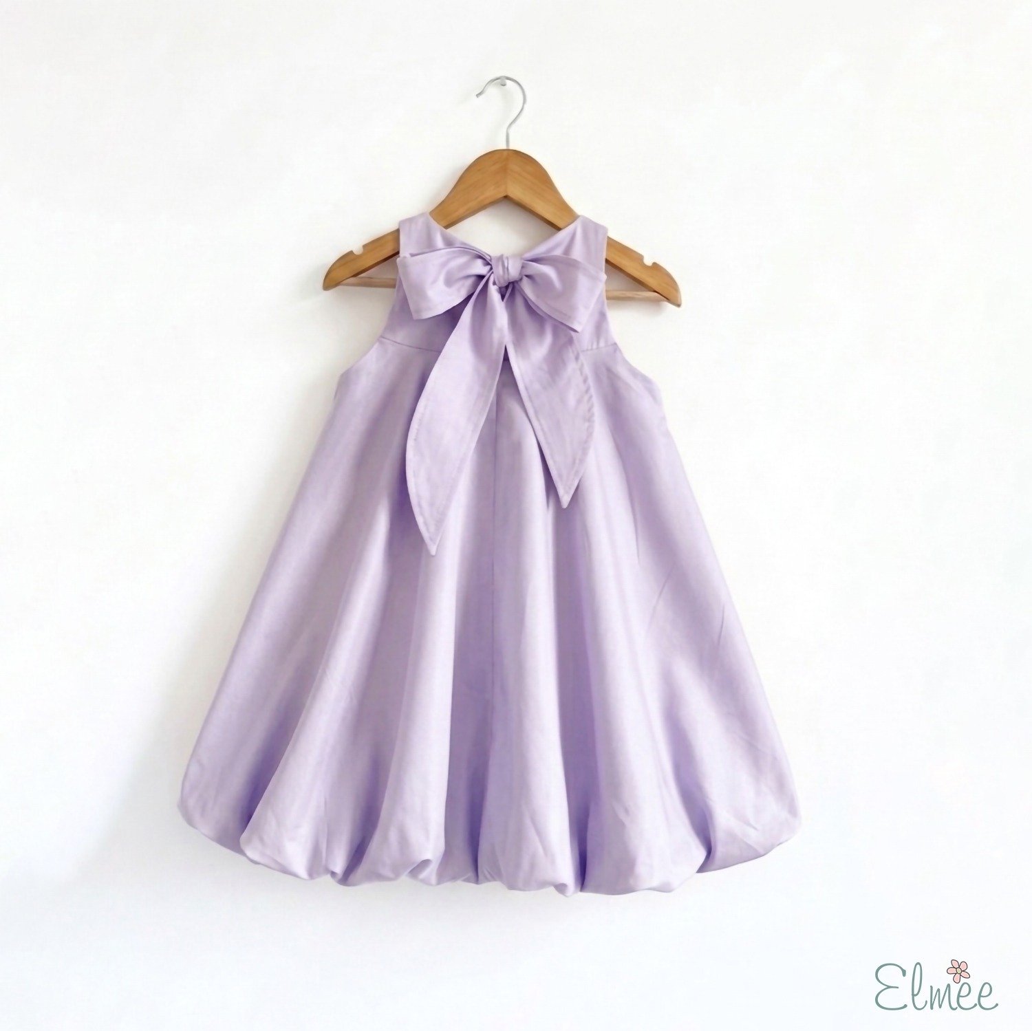 White Lilac Bow Balloon Dress - Image 4
