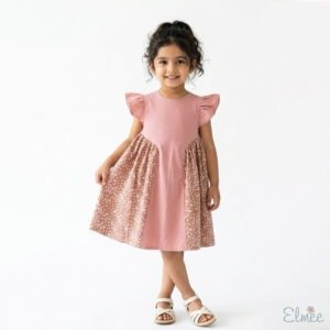 Coral Mix-Match Basque Waist Dress