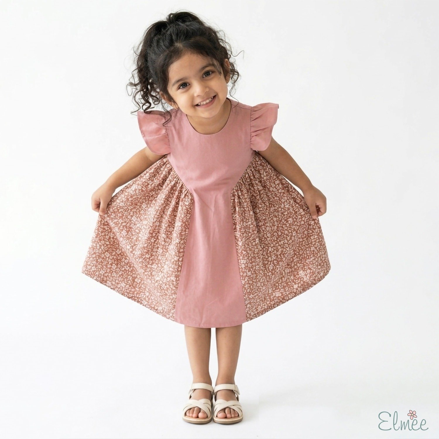 Coral Mix-Match Basque Waist Dress - Image 4