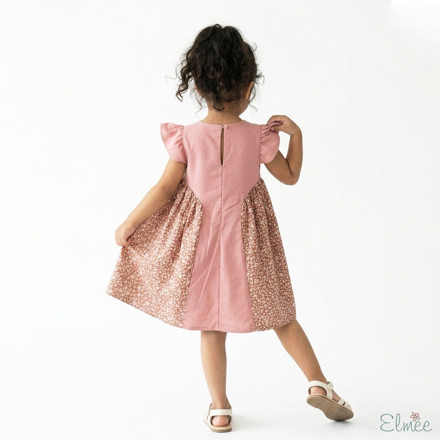 Coral Mix-Match Basque Waist Dress - Image 2