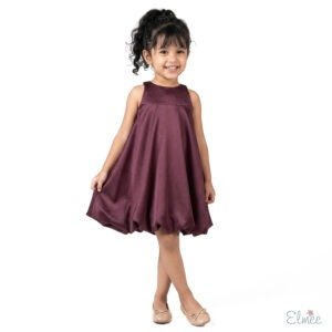 Deep Plum Satin Balloon Dress