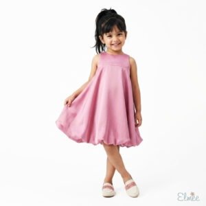 Powder Rose Satin Balloon Dress 