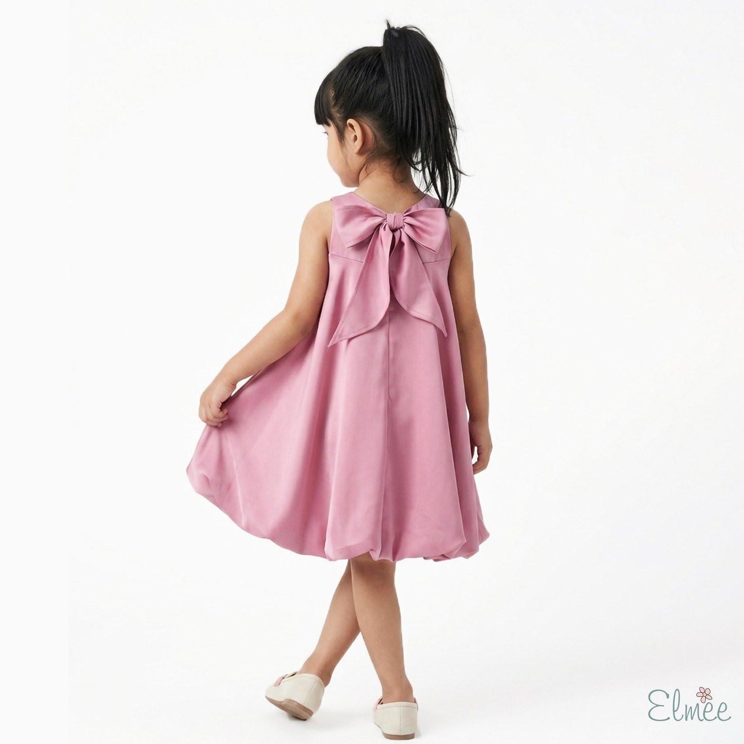 Powder Rose Satin Balloon Dress - Image 2