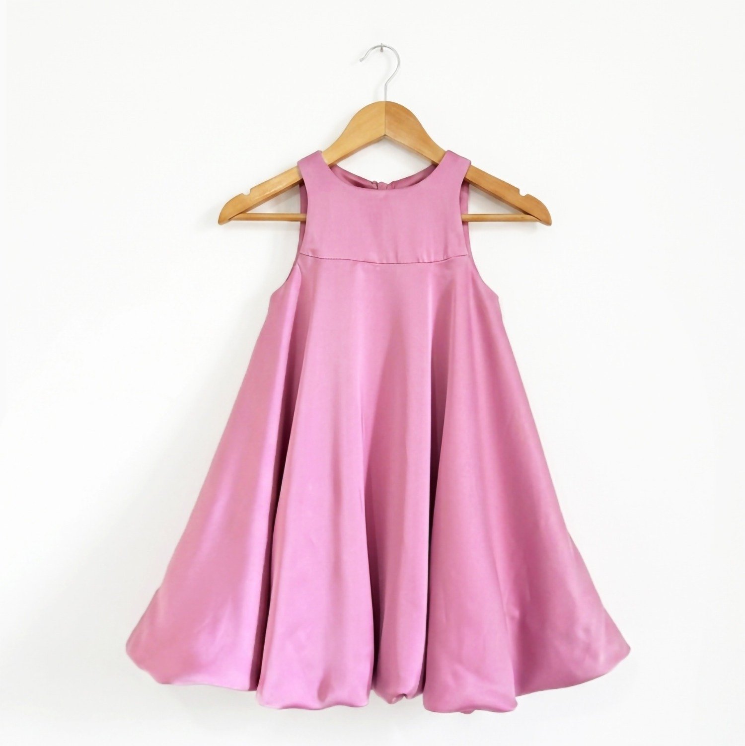 Powder Rose Satin Balloon Dress - Image 3