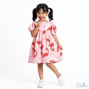 Flamingo Balloon Sleeve Dress