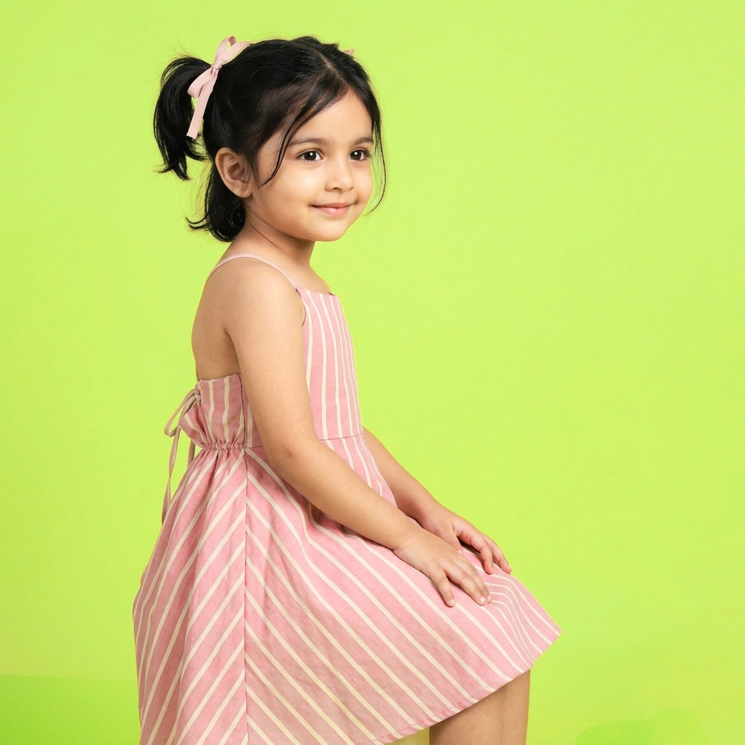 Pink Stripe Comfy Flare Dress - Image 3
