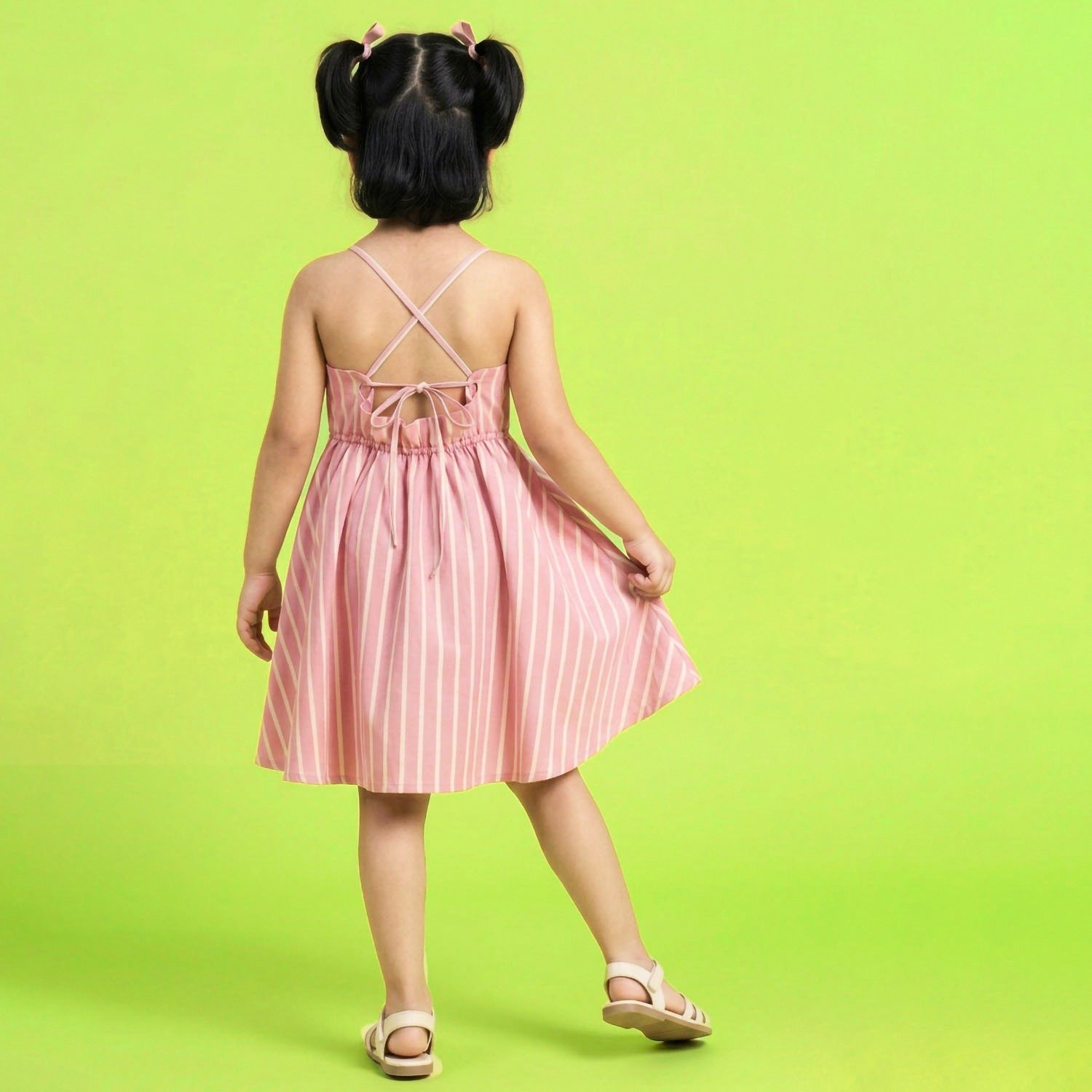 Pink Stripe Comfy Flare Dress - Image 2
